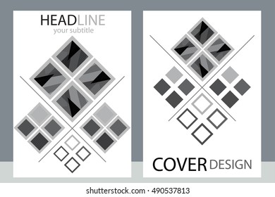 Business brochure black-white template. Flyer layout, background with elements for magazine, cover, poster design. Vector illustration.