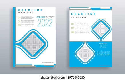 Business brochure with blue and white abstract geometric shapes Free Vector