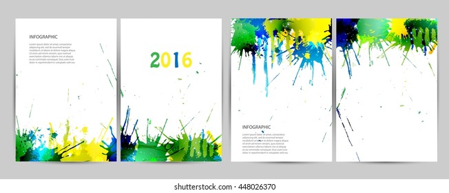 Business brochure with Brazil flag colors, presentation, poster flyer with place for text. vector EPS10