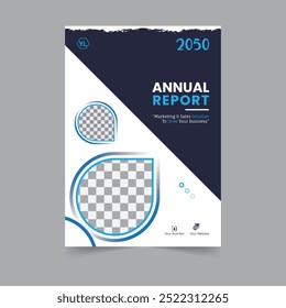 Capa do relatório anual da brochura do negócio, capa do livro ou design do folheto. Apresentação do folheto. Catálogo com fundo geométrico abstrato. Publicação moderna revista cartaz, layout, modelo,
