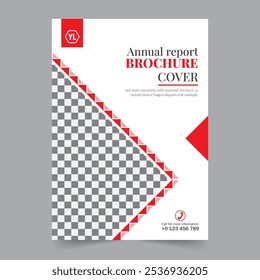 Capa do relatório anual da brochura do negócio, capa do livro ou design do folheto. Apresentação do folheto. Catálogo com fundo geométrico abstrato. Publicação moderna revista cartaz, layout, modelo,