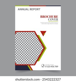 Capa do relatório anual da brochura do negócio, capa do livro ou design do folheto. Apresentação do folheto. Catálogo com fundo geométrico abstrato. Publicação moderna revista cartaz, layout, modelo,