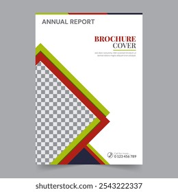 Capa do relatório anual da brochura do negócio, capa do livro ou design do folheto. Apresentação do folheto. Catálogo com fundo geométrico abstrato. Publicação moderna revista cartaz, layout, modelo,