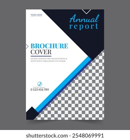 Capa do relatório anual da brochura do negócio, capa do livro ou design do folheto. Apresentação do folheto. Catálogo com fundo geométrico abstrato. Publicação moderna revista cartaz, layout, modelo,