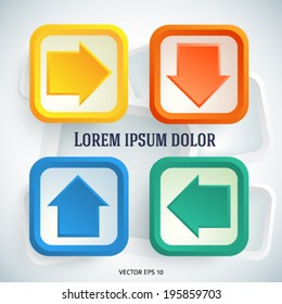 Business brochure cover blank with design elements arrows on squares. Vector illustration  EPS 10 for title pages in style info-graphics, magazine layout modern backgrounds