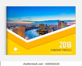 Business brochure cover design template corporate company profile or annual report catalog magazine flyer booklet leaflet. Cover page A4 landscape vector EPS-10 sample image with Gradient Mesh.