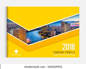 Business brochure cover design template corporate company profile or annual report catalog magazine flyer booklet leaflet. Cover page A4 landscape vector. Sample image with Gradient Mesh.