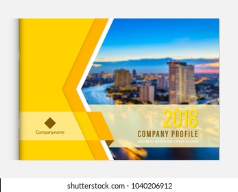 Business brochure cover design template corporate company profile or annual report catalog magazine flyer booklet leaflet. Cover page A4 landscape vector sample image with Gradient Mesh.