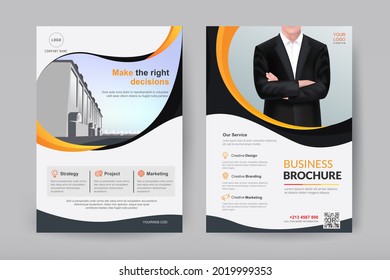 Business brochure cover design template. Vector flyer layout with elements for magazine, cover, poster design. A4 size