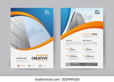 Business brochure cover design template. Vector flyer layout with elements for magazine, cover, poster design. A4 size