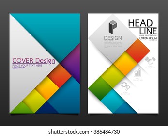 business brochure cover design template vector.geometric square material background.layout in A4 size