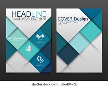 business brochure cover design template vector.geometric square material background.layout in A4 size