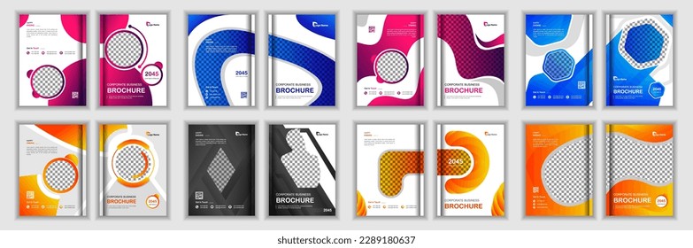 Business Broschüren Cover Design Vektor Mega-Set oder Corporate Book Cover Design Vorlage in A4. Kann an den Geschäftsbericht, Magazin, Poster, Geschäftsvortrag, Portfolio, Flyer, Banner, Katalog angepasst werden.