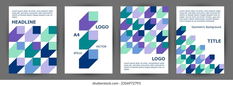 Business brochure cover layout collection vector design. Swiss style future folder template collection Eps10. Tile geometric elements texture vertical card design