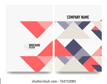 Business Brochure Cover Layout, Flyer A4 Template. Triangle Geometric Design