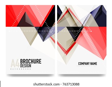 Business brochure cover layout, flyer a4 template. Triangle geometric design