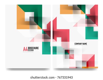 Business brochure cover layout, flyer a4 template. Triangle geometric design