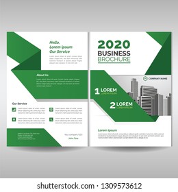 Business brochure cover template with green origami style