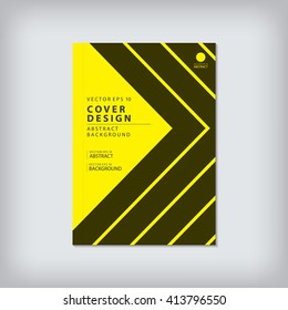 Business brochure cover template layout design book annual report flyer presentation abstract flat background in A4 with black geometric shapes bar line and arrow on yellow. Vector Illustration.