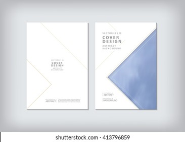Business brochure cover template layout design book annual report flyer presentation abstract flat background in A4 with blue geometric shapes triangle. Vector Illustration.