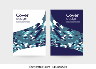 Business brochure cover template. Modern abstract geometric background. Triangles curve design vector.