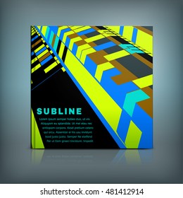 Business brochure cover template. Modern background for poster, print, flyer, book, booklet, brochure and leaflet design. Editable graphic collection in blue, yellow, green, brown and black colors