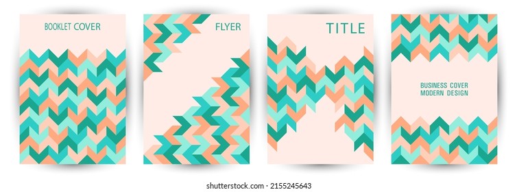 Diseño gráfico de conjunto de plantillas de portada de folletos comerciales. Estilo suprematismo simple distribución de carpetas conjunto vector. Diseño de la cubierta A4 de las formas geométricas de mosaico