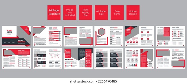 Business Brochure creative design. Multipurpose template with cover, back and inside pages. Trendy minimalist flat geometric design. Vertical a4 format.