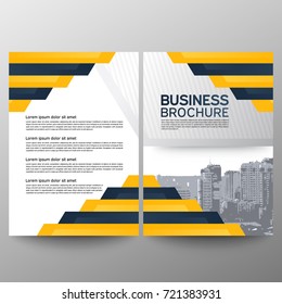 Business brochure design a4. Abstract composition. Information banner. A set of page. Modern vector page. Ad flange. Lines. Yellow,