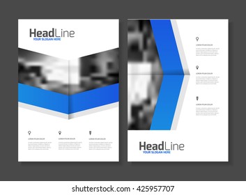 Business Brochure design. Annual report vector illustration template. A4 size corporate business catalogue cover. Business presentation with photo and geometric graphic elements.