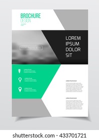 Business Brochure design. Annual report vector illustration template. A4 size corporate business catalogue cover. Business presentation with photo and geometric graphic elements.
