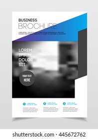 Business Brochure design. Annual report vector illustration template. A4 size corporate business catalogue cover. Business presentation with photo and geometric graphic elements.