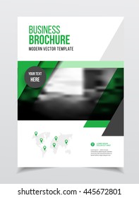 Business Brochure design. Annual report vector illustration template. A4 size corporate business catalogue cover. Business presentation with photo and geometric graphic elements.