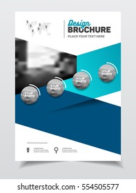 Business Brochure design. Annual report vector illustration template. Flyer corporate cover. Business presentation with photo and geometric graphic elements.