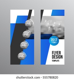 Business Brochure design. Annual report vector illustration template. Flyer corporate cover. Business presentation with photo and geometric graphic elements.