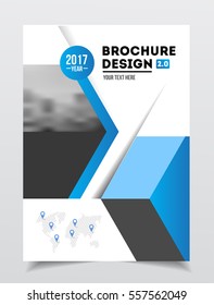 Business Brochure design. Annual report vector illustration template. Flyer corporate cover. Business presentation with photo and geometric graphic elements.