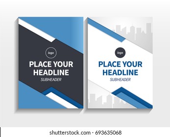 Business Brochure Design Layout Template Vector With Blue Gradient Abstract Triangle Theme with Image That can adjust to Book, Cover, Annual Report, Magazine, Poster, Presentation, Portfolio