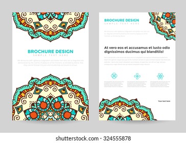 Business brochure design template in A4 size. mandala, tribal style.