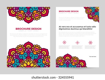Business brochure design template in A4 size. mandala, tribal style.