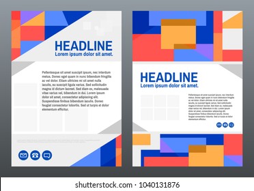 Business brochure design template. Color geometric mosaic. Abstract modern composition. Magazine or poster cover. Layout in A4. Vector illustration.