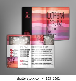 Business brochure design template with pattern of colorful stripes. Vector flyer layout, cover, poster design. 