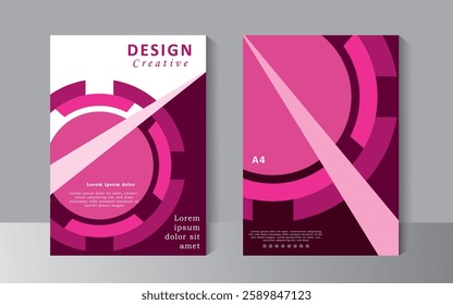 Business brochure design template with pink and purple colour, A4 size template can use for Cover design, Annual report, company Profile Cover, Booklet and Catalog Cover. Vector eps 10