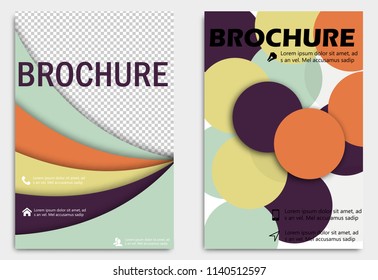 Business brochure design template. Vector flyer layout, blur background with elements for magazine, cover, poster design. A4 size. shadow circle style