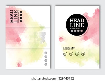 Business brochure design template. Vector flyer layout, colorful triangular background with elements for magazine, cover, poster design. A4 size.