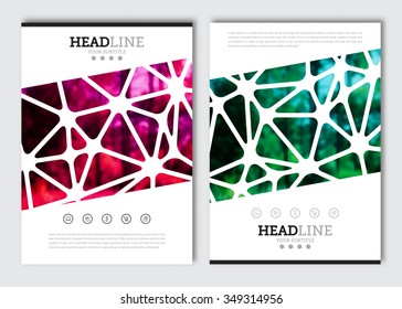 Business brochure design template. Vector flyer layout, blur background for cover, poster card design. A4 size.