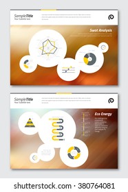 Business brochure design template. Vector slides presentation templates. Flyer layout, blur background with elements for infographics, magazine, cover, poster design. A4 size.