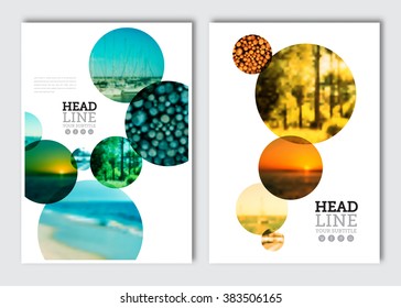 Business brochure design template. Vector flyer layout, blur background with elements for magazine, cover, poster design. A4 size.