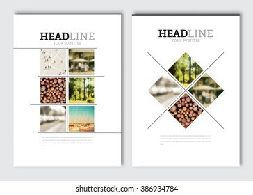 Business brochure design template. Vector flyer layout, blur background with elements for magazine, cover, poster design. A4 size.