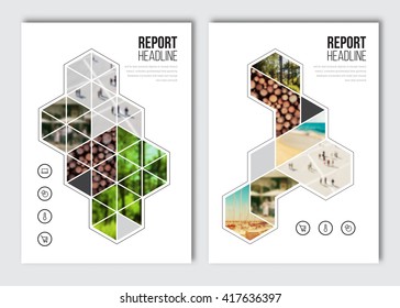 Business brochure design template. Vector flyer layout, blur background with elements for magazine, cover, poster design. A4 size.