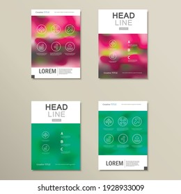 Business brochure design vector template in A4 size, with blur background